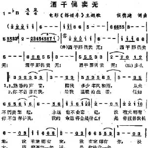 苏芮演唱金曲 酒干倘卖无_通俗唱法乐谱_词曲:侯德健 侯德健