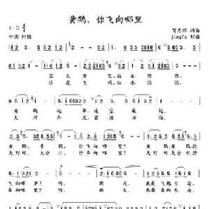 黄鹤,你飞向哪里_民歌简谱_词曲:贺志怀 贺志怀