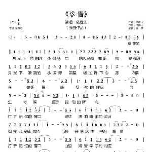 珍惜_通俗唱法乐谱_词曲:依蓉儿 依蓉儿