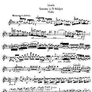 小提琴谱 | 维瓦尔第D大调小提琴奏鸣曲
