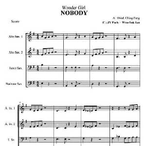 萨克斯谱 | nobody 四重奏总谱