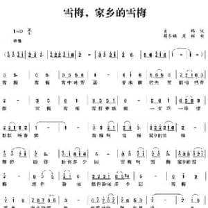 雪梅,家乡的雪梅_民歌简谱_词曲:肖纬 薛东福