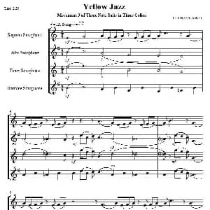 萨克斯谱 | Yellow Jazz saxophone quartet 四重奏