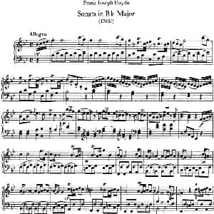 海顿 钢琴奏鸣曲 Hob XVI 17 in B flat major 钢琴谱 海顿