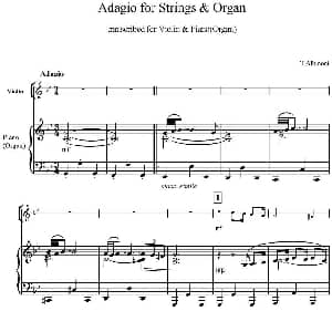 小提琴谱 | Adagio G小调柔板 小提琴 钢琴伴奏 T.Albinoni