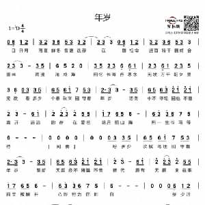 年岁_通俗唱法乐谱_词曲:张鹏鹏 王耀光 王耀光