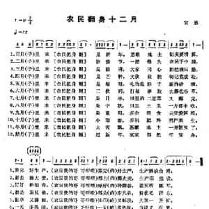恩施民歌_农民翻身十二月_民歌简谱