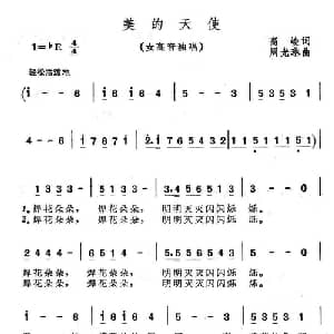 美的天使_通俗唱法乐谱_词曲:高峻 周光琳