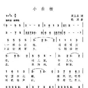 小白杨_民歌简谱_词曲:梁上泉 晓其