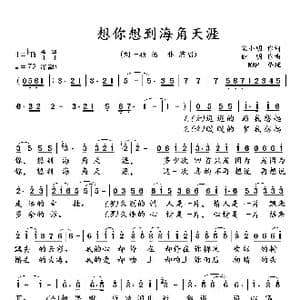 想你想到海角天涯_歌曲简谱_词曲:宋小明 姚 明
