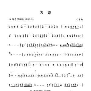 天路_歌曲简谱_词曲: 印青曲 张宏笛子