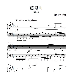 第八级2.练习曲 No.6 钢琴谱 意 克列门蒂