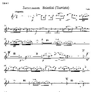 饮酒歌 管弦乐队2支双簧管分谱 意 威尔第