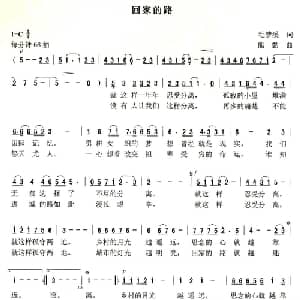 回家的路_通俗唱法乐谱_词曲:毛梦溪 熊黏