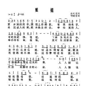 姐姐_歌谱投稿_词曲:张文明 钟林学