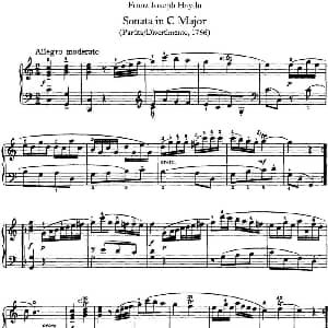 海顿 钢琴奏鸣曲 Hob XVI 7 Divertimento C major 钢琴谱 海顿
