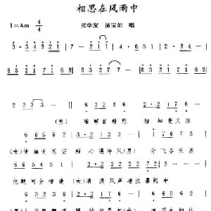 相思在风雨中_通俗唱法乐谱