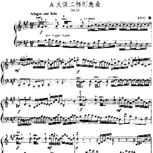 手风琴谱 | 手风琴复调作品 A大调二部创意曲 J.S.巴赫