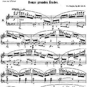 肖邦练习曲8 Op.10 No.8 F大调 F major 钢琴谱 肖邦