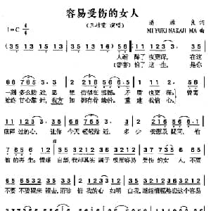 容易受伤的女人_通俗唱法乐谱