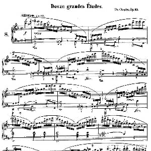 肖邦钢琴练习曲 Op.10之八 钢琴谱 肖邦