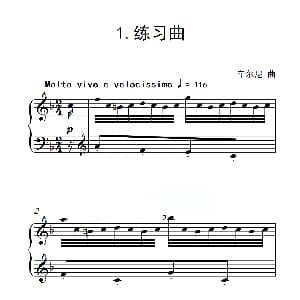 第六级B组 练习曲 钢琴谱 车尔尼