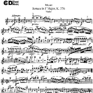小提琴谱 | Violin Sonata in F Major K.376