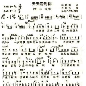 天天看到你_通俗唱法乐谱_词曲:林秋离 许环良