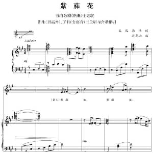 钢琴伴奏版二重唱:紫藤花_合唱歌谱_词曲:王泉 韩伟 施光南