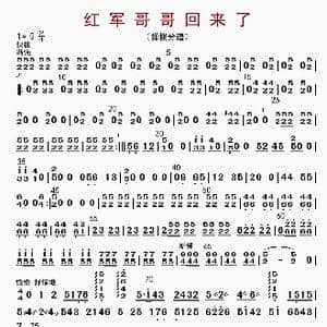 红军哥哥回来了_歌曲简谱