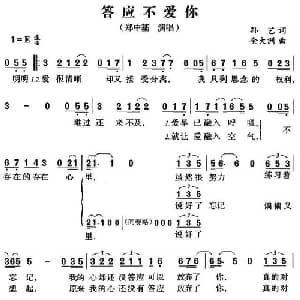 答应不爱你_通俗唱法乐谱_词曲:孙艺 金大洲