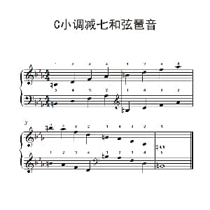 C小调减七和弦琶音 钢琴谱