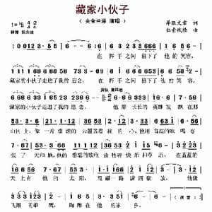藏家小伙子_歌曲简谱_词曲:昂旺文章 仁青战德
