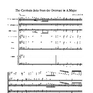 The Cembalo Solo From the Overture in A Major A大调大提琴协奏曲总谱 Babell