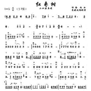 红枣树_歌曲简谱_词曲: 祁隆