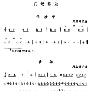 武陵戏武场锣鼓 2首 周显福记谱