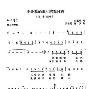 不让我的眼泪陪我过夜_通俗唱法乐谱_词曲:白进法 吕祯晃 张真