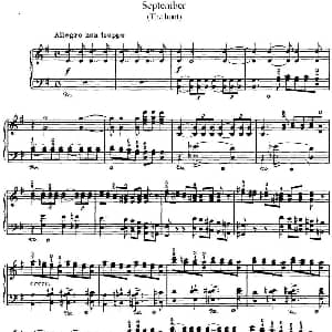 柴可夫斯基 四季 9月 狩猎之歌 G大调 The Hunt G major 钢琴谱 柴可夫斯基