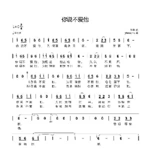 你说不爱他_通俗唱法乐谱_词曲:牛牛 yhmwms