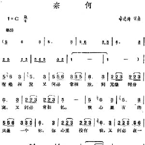 邓丽君演唱金曲 奈何_通俗唱法乐谱_词曲:李达涛 李达涛