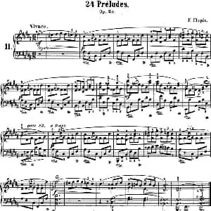 肖邦 24首钢琴前奏曲 Op.28 No.11 B大调 钢琴谱 肖邦