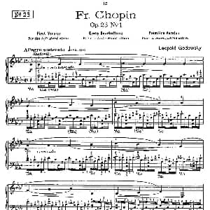 肖邦 练习曲 Fr.Chopin Op.25 No1 1 钢琴谱 Godowsky改编