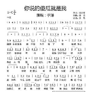 你说的傻瓜就是我_通俗唱法乐谱_词曲:师立宅 陈浩
