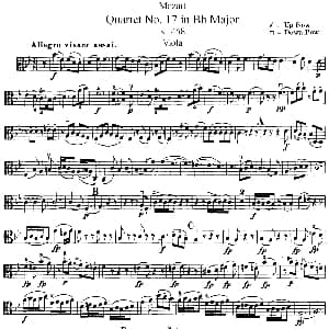 小提琴谱 | Mozart Quartet No.17 in Bb Major,K.458 Viola分谱