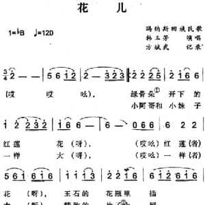 花儿_民歌简谱_词曲: 方斌武记录