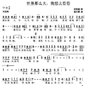 世界那么大,我想去看看_通俗唱法乐谱_词曲:田信国 孟文豪