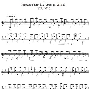 Fernando Sor 12 Studies,Op.31 吉他谱