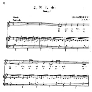 21何处去？ 奥地利 _外国歌谱_词曲:选自 美丽的磨坊女 舒伯特