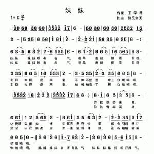 妹妹_通俗唱法乐谱_词曲:王学兵 快乐老天
