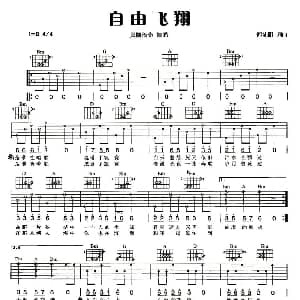 自由飞翔 吉他谱 凤凰传奇 何沐阳 何沐阳